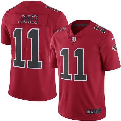 Nike Falcons #11 Julio Jones Red Men's Stitched NFL Limited Rush Jersey - Click Image to Close